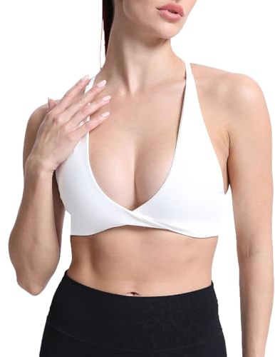 Aoxjox Women's Workout Sports Bras Fitness Metamorph Sienna Twist Bra Yoga Crop Tank (White, Small)