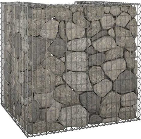 WIFESE Gabionenwand für Mülltonnen 110x100x110 cm Steinkorb Gabione Gabionen Hochbeet Gartenzaun Gabionenkorb Gabionen Zaun Gabionensäule Pflanzenwand Steingabionen Gabionenkörbe Verzinkter Stahl