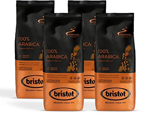 Bristot Caffè Macinato 100% Arabica 1kg - Caffe Macinato con Miscela di Arabica del Brasile e del Centro America. Caffè Arabica Macinato con Una Lieve Acidità e Moderata Intensità. 28 item
