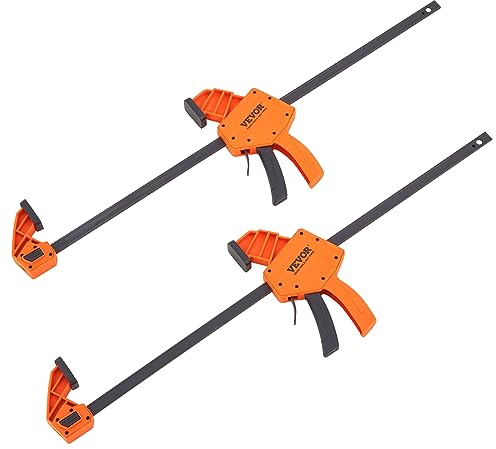 VEVOR Abrazaderas de Barra para Carpintería 2 Piezas Abrazadera F Apertura de 609,6mm Profundidad de 84,6mm Abrazadera con Una Mano Límite de Carga de 136kg Abrazaderas de Madera para Trabajar Metales