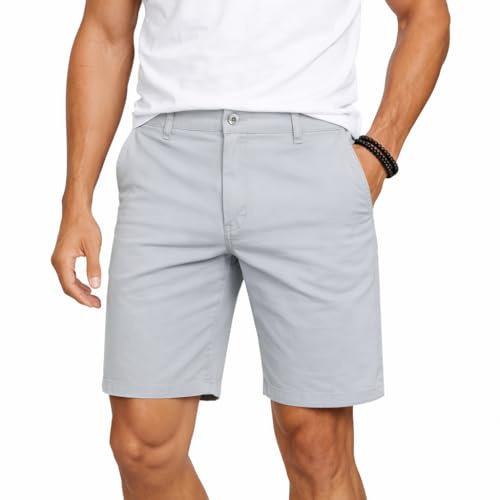 Blu Apparel Mens Cotton Stretch Classic Chino Shorts Summer Shorts for Men (UK, Waist, 38, Regular, Regular, Grey)