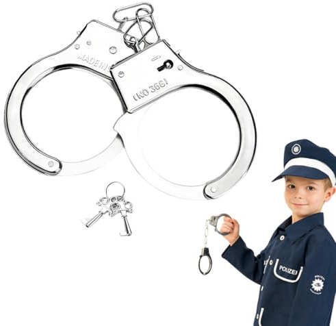 1 pièce menottes en métal avec clé, menottes de police, menottes accessoires de cosplay avec clé, menottes professionnelles pour accessoires de police cosplay, accessoires de costume, fête d'Halloween
