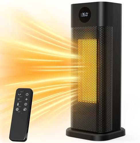 Minthouz Heizlüfter Energiesparend, 2000W PTC Keramik Heizlüfter, 3-Modus Elektroheizung mit Thermostat, Fernbedienung, LED-Digitalanzeige, 12H Timer, 70° Oszillation, Heizung Elektrisch für Haus,Büro