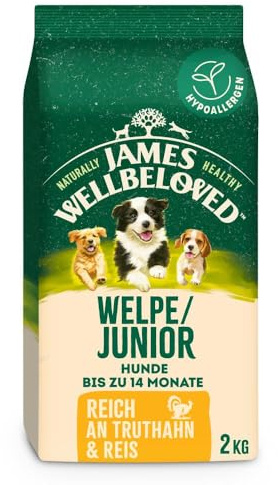 James Wellbeloved Dog Puppy Hypoallergenic Dry Food Turkey and Rice 2 kg