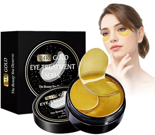 60Pcs Augenpads Gegen Augenringe, Hyaluronsäure Augenmaske, Kollagen, Entfernen, Mindern Falten und Schwellungen（Schwarz）