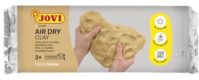 Jovi Air Dry Modelleringspasta, lufttorkning utan ugn, ockra, lätt att rengöra, 500 gram (85O)