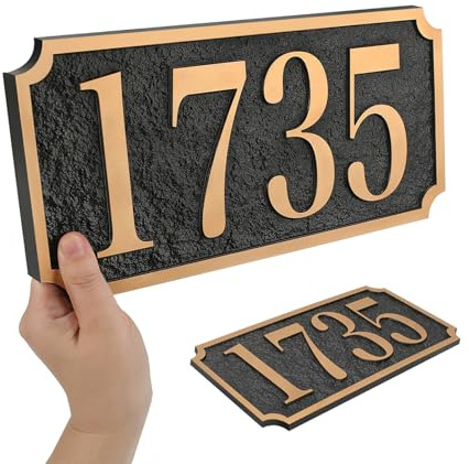 Address Plaque Notched Style - 12'' x 5.9'' Custom Address Sign for House,House Number Plaque Sign for Outside House,Driveway,Mailbox Easy Installation Metal & Large Options (Style 5)