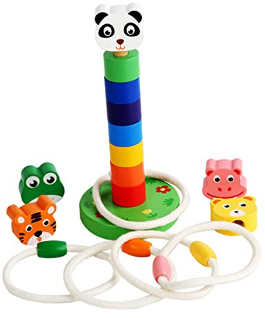 UPKOCH Jeu De Lancer Anneaux Bois pour Garçon Fille Jouet Éducatif Interactif Parent-garçon Fille Jeu De Lancer pour Garçon