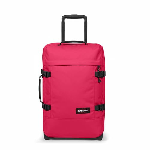 Eastpak Tranverz S Cabin Luggage 42L (51 x 32.5 x 24 cm), Durable Rolling Suitcase, Lightweight Carry-On with Double Compartments, Telescopic Handle & TSA Lock - Saffron RED