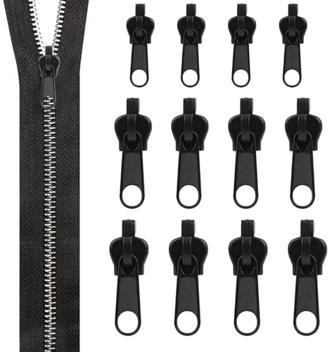 Swiftctrl Cremallera y Cremallera Reparación, Lote de 12 Kits Universales y Desmontables, para Ropa (Chaquetas, Abrigos, Vestidos), Equipaje, Maletas y Mochilas, Fácil de Usar