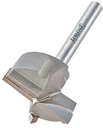 Trend 35mm Diameter Circular Hinge Sinking Machine Bit, 1/4 Inch Shank, Centring Point, Ideal for Kitchen Furniture Manufacturers and Laminate Covered Boards, 104/35X1/4TC