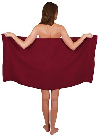 Betz Strandtuch Duschtuch Größe 70x140 cm Duschhandtuch Badetuch Strandtücher Handtuch Premium 100% Baumwolle Farbe dunkelrot