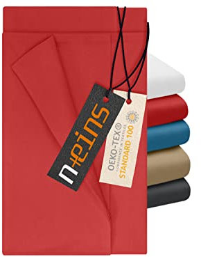 npluseins klassisches Betttuch ohne Gummizug - Einheitsgröße von ca. 150 x 250 cm in 7 Uni-Farben erhältlich, rubinrot