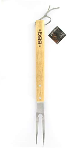 Fackelmann Tenedor de Barbacoa, Parte funcional en Acero Inoxidable y Mango de Madera, adecuado para Asar, Hornear y Trinchar Carne, 42 cm de largo, 1 ud