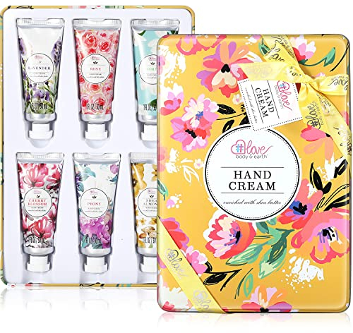 Body & Earth Handcreme-Geschenkset für Frauen, 6 Stück Travel Pack Mini Größe,angereichert mit Sheabutter und Glycerin für trockene Hände, Geburtstagsgeschenk für Frauen,weihnachtsgeschenke für frauen