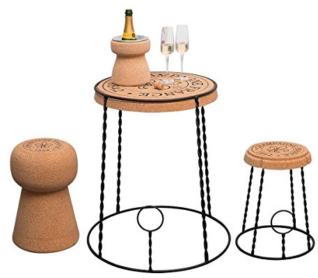 Biosughero - Winbar Design-Möbelset - Soffbord + 1 champagnepall + 1 pall