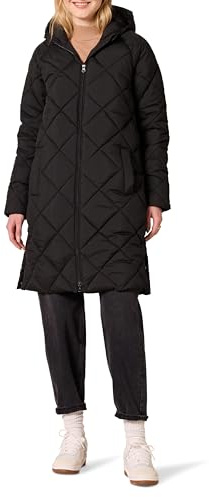 Amazon Essentials Abrigo de Invierno Acolchado de Diamante Pesado hasta la Rodilla para Mujer, Negro, Talla L