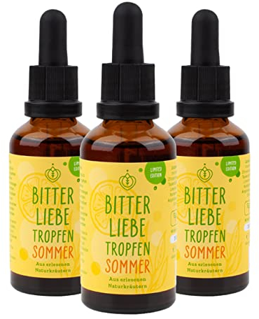 BitterLiebe® Bitterstoffe Tropfen 50ml 3er Set Limited Sommer Edition I sommerliche Bittertropfen aus Die Höhle der Löwen I Hildegard von Bingen, Bitterkräuter