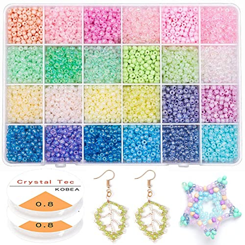 Prettme 7200 stycken 4 mm 6/0 glaspärlor, mini-rocaillespärlor att trä på med elastiskt snöre, för armband, halsband, örhängen, smycken och gör-det-själv-hantverk