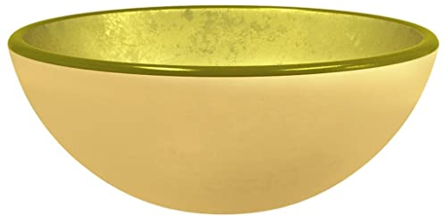 vidaXL Lavabo Baño Fregadero Tocador Cocina Inodoro Hoteles Restaurantes Familia Hogar Lavamanos Redondo sobre Encimera de Vidrio Templado Dorado