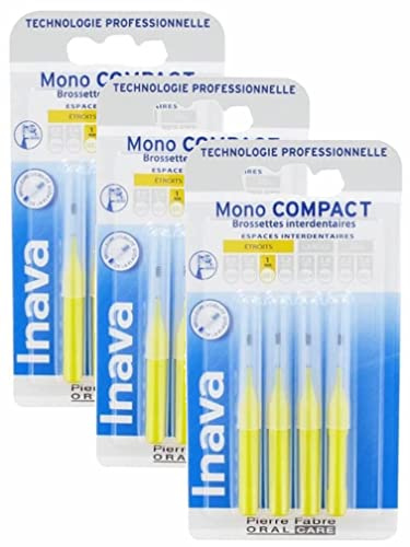 Inava Brossettes MONO COMPACT Jaunes 1 mm ISO4 - Bte/4 - Lot de 3 Btes
