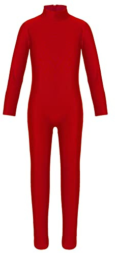 CHICTRY Ragazza Body da Ginnastica Danza Classica Tuta Sportiva Intera Leotard Balletto Bambina Bodysuit Aderente Jumpsuit per Allenamento Performance Rosso D 10-12 Anni
