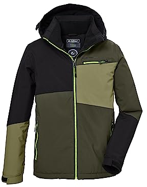 killtec Jungen Funktionsjacke mit Kapuze und Schneefang/Outdoorjacke ist wasserdicht KOW 161 BYS JCKT, dunkeloliv, 140, 40917-000