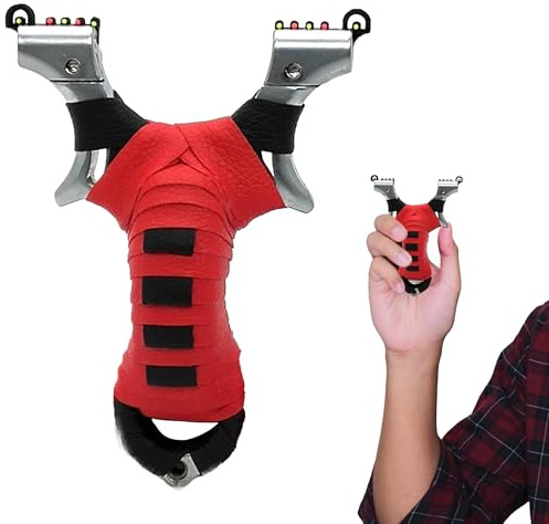 NAYAINOVA Base in Acciaio Inox Potente per Gli Sport all'Aria Aperta-Confezione ricreativa Professionale per Elastici e Palline di Argilla e Acciaio-Elevata Resistenza e precisione,Rosso e Nero, M