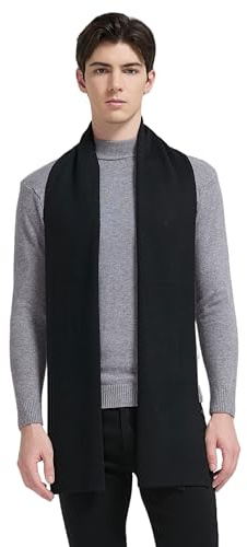Mailandy Mens Winter Scarf Fashion Formal Soft Scarves Classic Plaid Solid Color Cashmere Scarf for Men