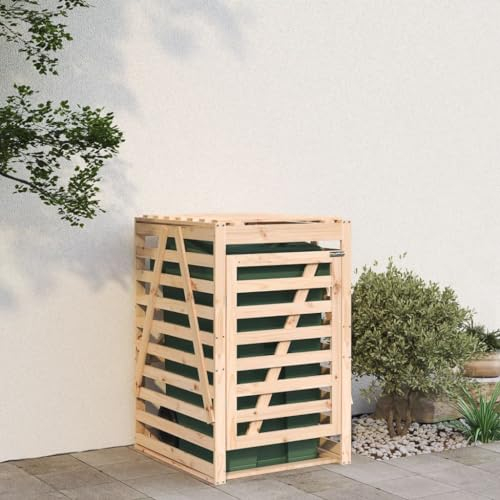 ZEYUAN Abri pour Poubelle sur roulettes 84x90x128,5 cm Bois Massif pin,Cabane De Jardin Exterieur, Resine Abri Poubelle