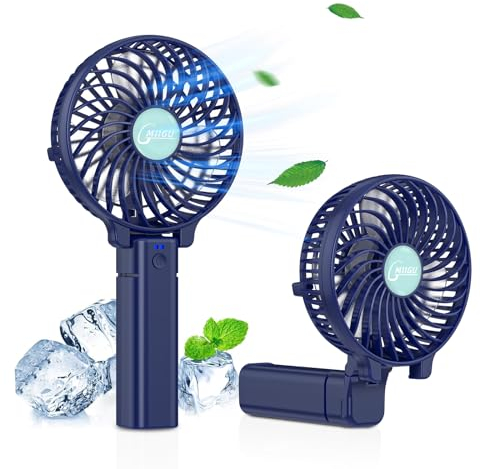 Gmiigu Handventilator, Mini USB Ventilator, ventilator klein akku ventilator mit drei Geschwindigkeiten,usb fan Tragbarer Aufladbar Faltbal Für Reisen Büro Zuhause Draußen (Blau)
