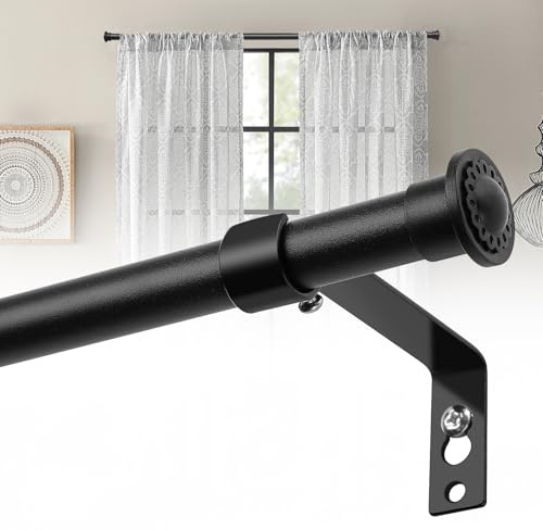 Barra de Cortina, 71-236cm Barra para Cortinas Extensible con 16 mm de Diámetro, Barra de Cortina Juego Ajustable de Acero Inoxidable Estilo Rústico Mate/Negro Mate