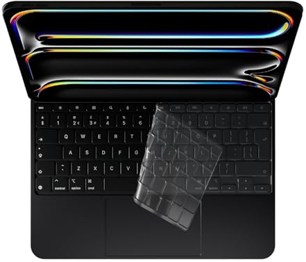 MasiBloom TPU-Tastaturabdeckung für iPad Pro M4 Chip 13 Zoll (A2925/A2926) Magic Keyboard Premium Ultra Thin Protector Zubehör UK/EU Layout (transparent)