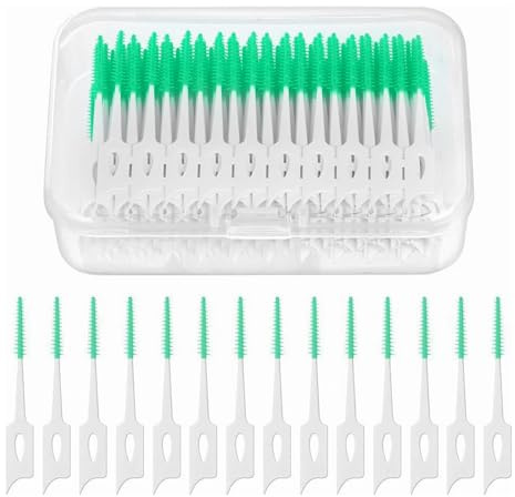 Hsthe Sea 220st dubbla ändamål interdentalborste Silikontandborste Ortodontisk mjuk gummi mjuk borste Rengöringsborste Portabel tandtrådssticka för tandställning Munrengöring (grön)