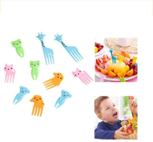 CTDWNT Animal Food Picks for Kids,Fun Kids Food Picks,Cute Fruit Toothpicks for Kids Lunch Accessories,Cake Little Forks Dessert Forks Mini Cartoon Toothpick for Cake Dessert Pastry Party Supply