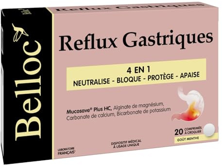 Belloc Reflux Gastriques Neutralise Bloque Protège Apaise x20 Comprimés