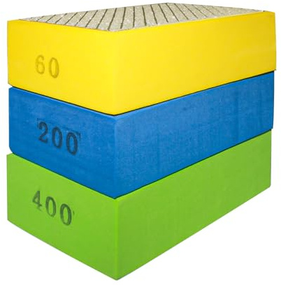 3Pcs Hand Diamond Polishing Pads for Glass,Tile Polishing Pad,Diamond Sanding Blocks 60# 200# 400# Tile, Porcelain Glass Polishing Kit for Wood Tile Glass Stone Ceramic