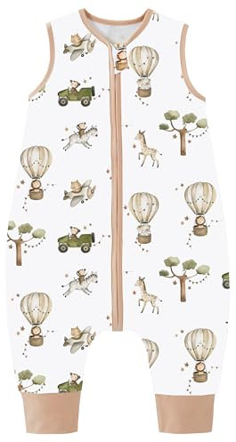 Chilsuessy Baby Schlafsack Sommer mit Füßen 0.5 Tog 100% Baumwolle Kinder Sommerschlafsack für Jungen und Mädchen, A - Heißluftballon, 80cm/Baby Höhe 90-100cm