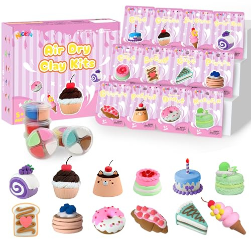 Nicella Air Dry Clay Kit, 12 Cakes Modeling Clay for Kids, Model Magic with Sculpting Tools and Tutorials, Safe & Non-Toxic, DIY Arts & Crafts School Projects, Home Party Favors for Boys & Girls