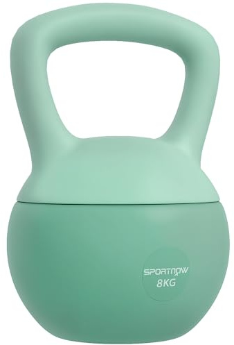 SPORTNOW Kettlebell 8kg - Collaborazione Aosom.fr x FFHandball - Manubrio con impugnatura antiscivolo per fitness cardio, verde