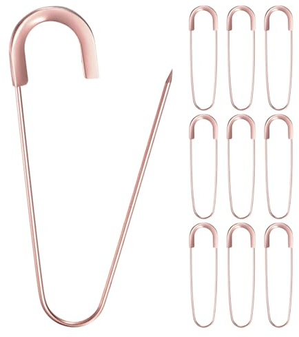 M METERXITY 10 Alfileres De Seguridad Grandes, 3.15 Pulgadas (80mm) Alfiler De Prenda Pesado De Aleación De Zinc para Coser Ropa/Vestuario/Faldas/Prendas [Rosa Dorado]