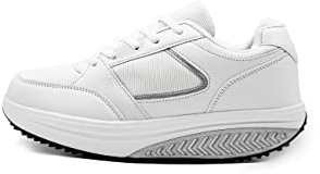 Mapleaf Hombre Mujer Adelgazar Balancin Zapatillas para Ortopedicas Plataforma Tenis Baloncesto Trabajo Running Atletico Deportivas Fitness Respirable Ligero Gimnasio Caminar Casual Blanco Talla 37