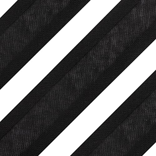 Realm Bias Binding Tape, Cotton, 1 Inch / 25mm - 5 Metres (Black)