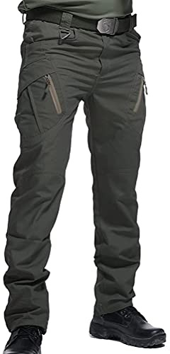 ORANDESIGNE Pantaloni da Lavoro da Uomo per attività All'aperto Pantaloni Softshell Sci Termici Impermeabile Pantaloni Trekking Invernali Pantaloni da Caccia C Verde M
