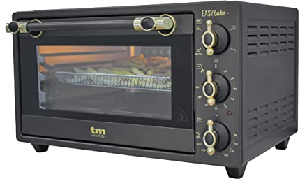 TM Electron EASYBAKE TMPHO020RAN minihorno diseño retro con función de freidora sin aceite, 20litros, temperatura regulable 80ºC a 250ºC, 5 funciones, incluye 4 accesorios.