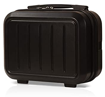Balakaka Makeup Case with ABS Hard Shell, 30x17x23cm Travel Cosmetic Organiser Bag, Water-Resistant Vanity Case with Elastic Straps, Mini Carry On Suitcase for Women Toiletries, Black