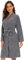 vislivin Leichter Bademantel Damen Frottee Bademantel Sauna Morgenmantel Knielanger Saunamantel Bathrobe Damen Grau S