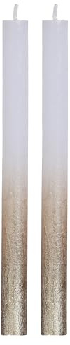 Juego de velas cónicas 2 velas cónicas antigoteo de larga duración para la mesa, blancas con detalles dorados, 25 cm, 10 horas