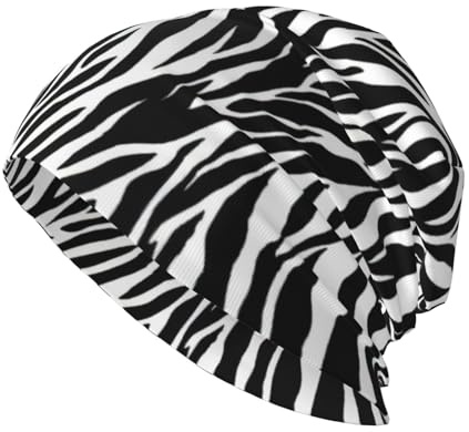 Unisex klassisk stickad mössa vintermössa stretchig mjuk mössa, gåvor för män/kvinnor zebratryck