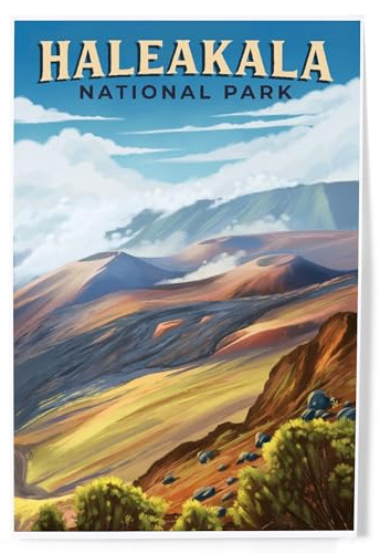 Lantern Press 8x12 Art Print, Haleakalā National Park, Hawaii, Oil Painting